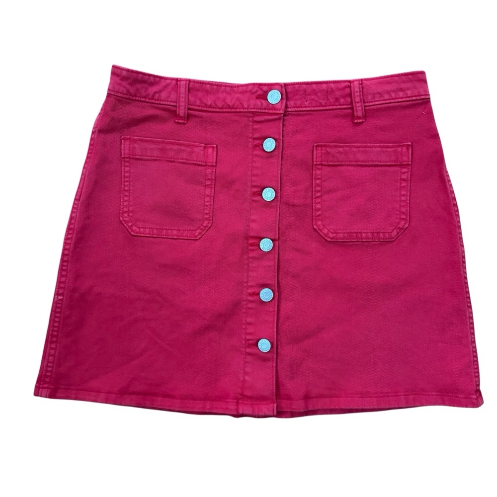 GAP Women’s Red Denim‎ Button-Front Skirt Size 29 Stretch Cotton Blend